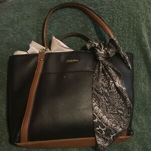 London fog black and brown gold chain strap bag